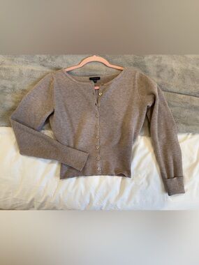 Dynamite Light Taupe Button-Front Ribbed Cardigan